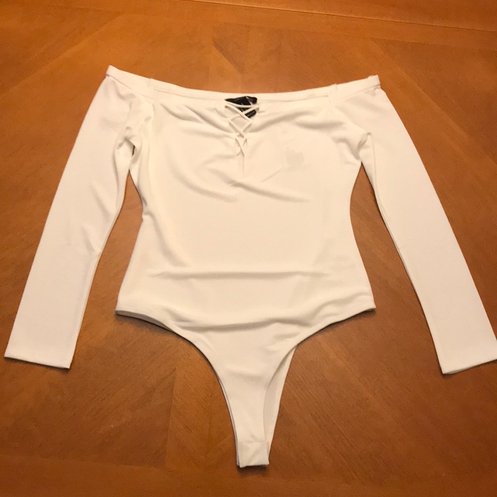 Off The Shoulder White Bodysuit